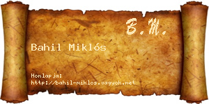 Bahil Miklós névjegykártya